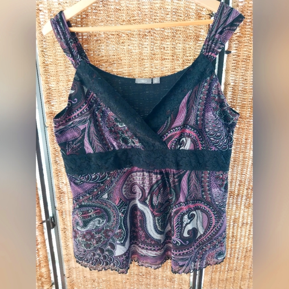 Apt 9 sleeveless wide-strap paisley print camisole, size XL
